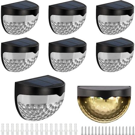 8-pack Utomhus Solar Spotlight - Dekorativt Varmvitt LED - Utomhus Solarlampa/Vattentät ABS-plast - För Vägg, Uteplats, Trappor, Staket