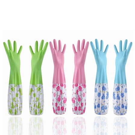 3 dubbla städhandskar för diskmaskin Vattentäta handskar av gummi i latex i diskmaskin Återanvändbara kökshandskar Långärmade rengöringsverktyg