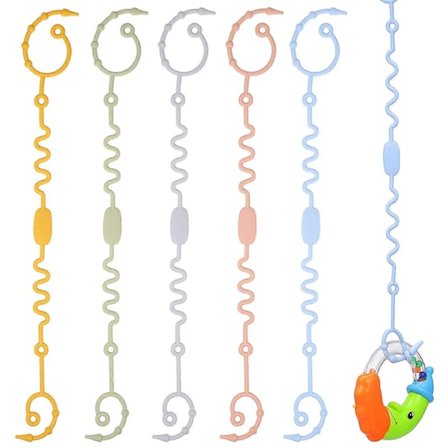 5 stk. Lekeremmer for baby, sikkerhetsremmer for leker, smokkrem for barnevogn, silikonremmer for baby leker, barnevogntilbehør