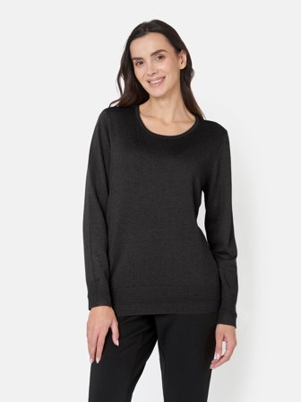 JENSEN - Strik pullover O-hals - Sort