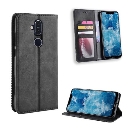 Nokia 8.1 vintagefodral i konstläder - Svart