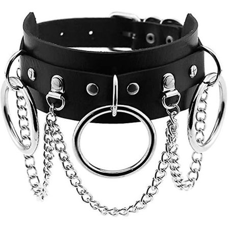 Nahka-Choker-kaulakoru mustalla nastalla Punk Rock -tyyliin