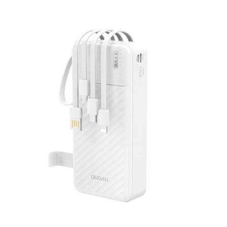 Dudao K11 Pro 20000mAh Powerbank med innebygde USB-kabler - Hvit