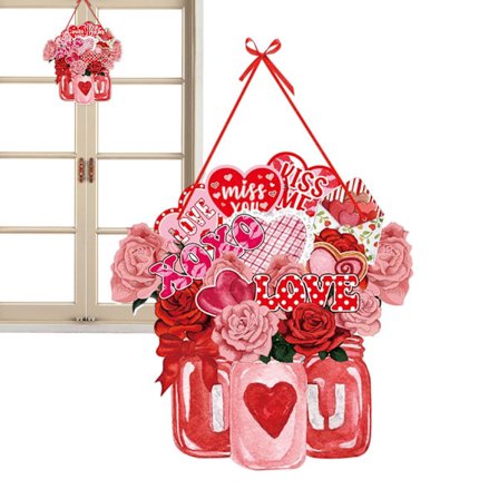 Valentine's Day-krans skylt - Entrédörrskylt, bedårande vattenresistent hållbar anti-blekning Valentine's Day välkomstdörrskylt