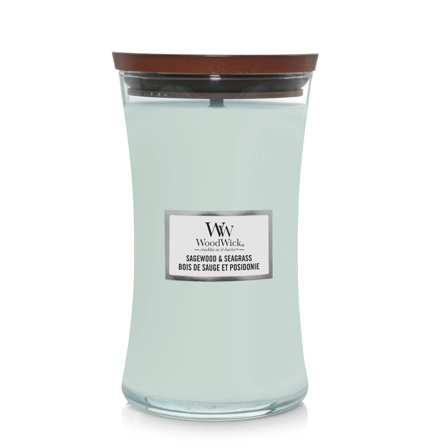 Woodwick Hourglass Candles Sagewood & Seagrass 610g - Candela Profumata