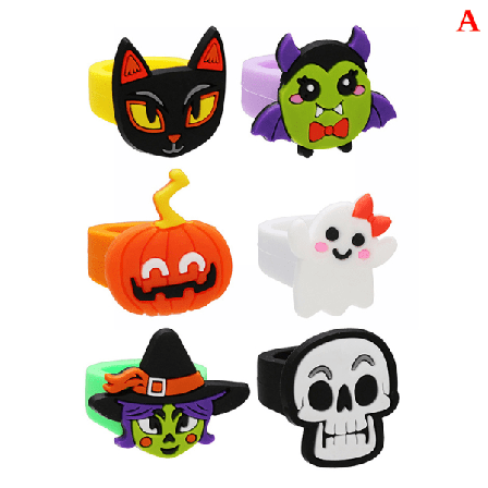 6st Halloween Silikonarmbandsring Och Tecknad Fest För Barn