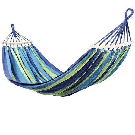 Utendørs dobbel hengekøye i bomull, 280x150CM, opptil 300KG, med trepinner, hage, camping