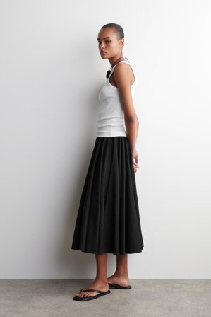 COS Women's Falda Midi De Corte Circular in Negro