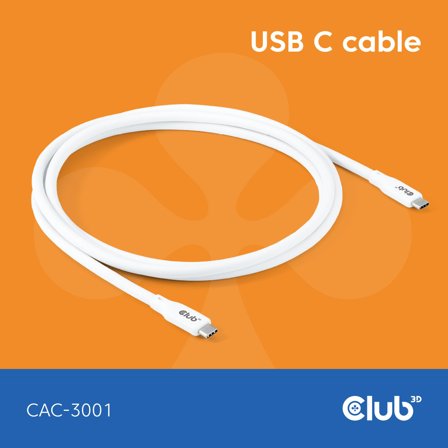 Club 3D Usb C Cable White