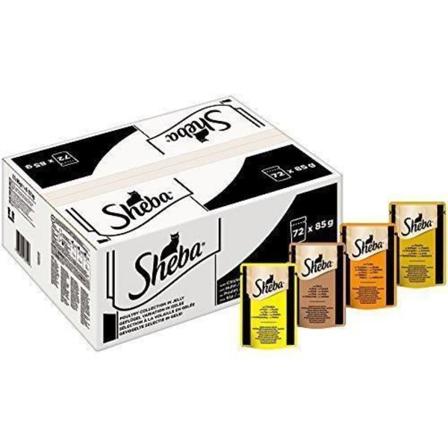 Sheba minifilépåsar färsk i gelé fjäderfä Multivariant för katter 72 x 85 g - 366299