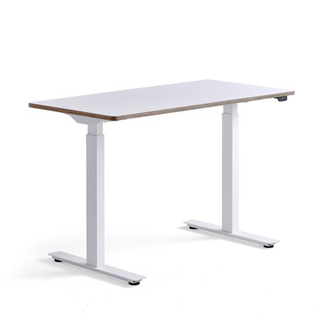 Schreibtisch NOVUS, höhenverstellbar, 1200 x 600 mm, weiß/weiß