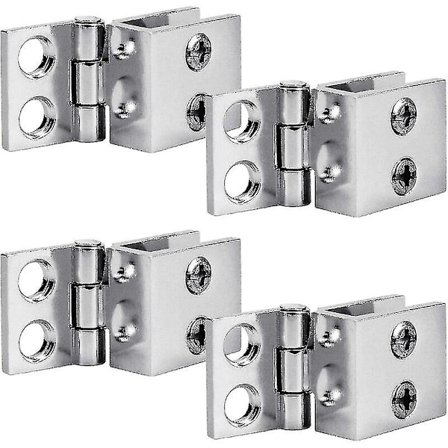 4 stk. Glasdørshængsler, Hængselsbeslag til Køkkenskab, Vitrine, Brusebad