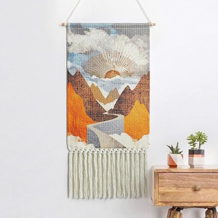 1 stk. Bohemsk Makrame Vevd Veggteppe Soloppgang Veggteppe Colo