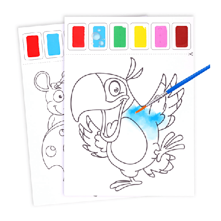 Akvarelfarvesæt 12 dele med 6 akvarelfarver til børn