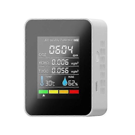 Co2 Måler Karbondioksid Detektor Luftkvalitetsmåler Hcho Tvoc Co2 Tester Hvit