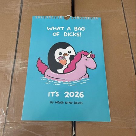 2026 Uusi rajat ylittävä kuuma myynti Amazon English Highland Cow Kissa Koira Kalenteri/Pöytäkalenteri 10 Pingviinikalenteri