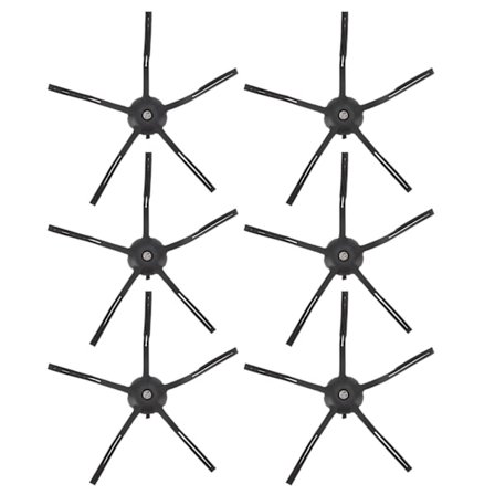 6 stk. robotstøvsuger sidebørste silikone fejemaskine udskiftning til Xiaomi Roborock S7 sort