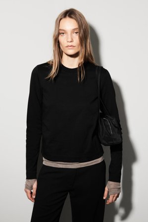 COS Women's Clean Cut Long Sleeve T-Shirt in Black