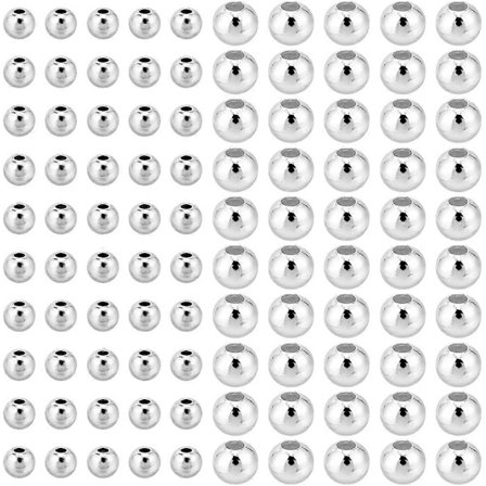 100 stk. 925 Sterling Sølv Perler 2/3mm Sølv Runde Spacer Perler Små Runde Kugle Perler med Blank Overflade til Smykkefremstilling Hul: 0,5mm