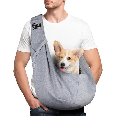 Hunde Kat Transporttaske, Justerbar Kæledyrstransporttaske med Skulderrem til Medium Hunde/Katte op til 7,5 kg til Hunde og Kat Udendørs Rejser (Grå)