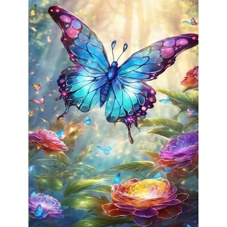 Diamond Art Kits til Voksne Sommerfugl, 5D Blomster Diamantmaleri Kits til Begyndere, DIY Sommerfugl Fuld Runde Prikker Bor Ædelstenskunst til Gave 