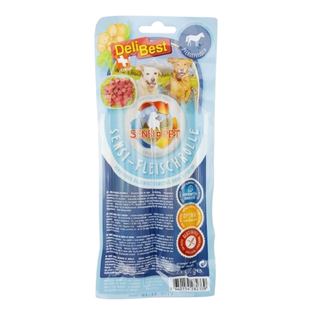 DELIBEST - Pølse Sensitiv Hest 2x400g - Hund - Hundegodbiter & tyggebein - Belønningsgodbiter for hund - ZOO.no