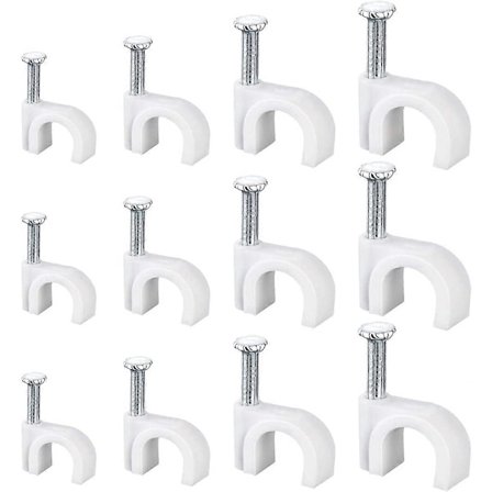 400 stk. kabelclips 10 mm, 8 mm, 7 mm, 6 mm, hvid
