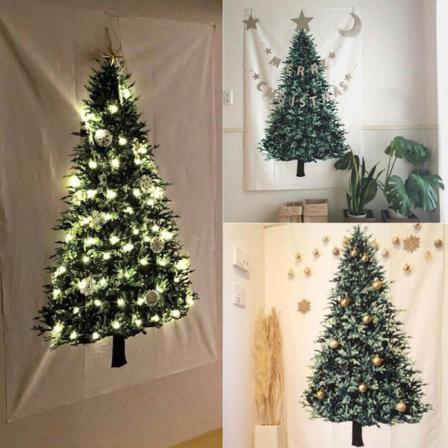 Julgran Gobeläng Pine Tree Print Hängande Tyg Väggdekor