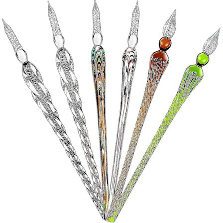 6 Stykker Håndlavet Glas Dip Pen Krystal Glas Signatur Pen Kalligrafi Glas Pen Vintage Dip Blæk Pen Borosilikat Gave Pen Til Skrivning Tegning Sig