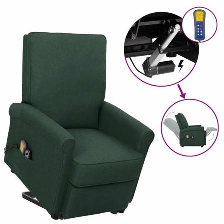 Vidaxl Massagefåtölj Med Uppresningshjälp Mörkgrön Tyg Grön