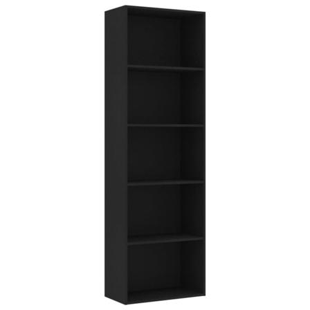 Vidaxl Bokhylla 5 Hyllor Svart 60x30x189 Cm Konstruerat Trä Svart
