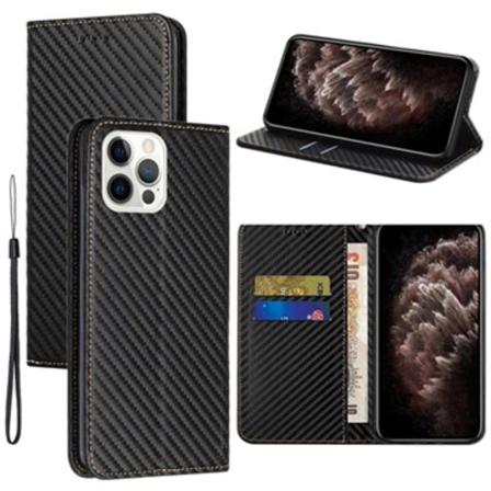 Iphone 14 Pro Plånboksfodral - Kolfiber - Svart Svart