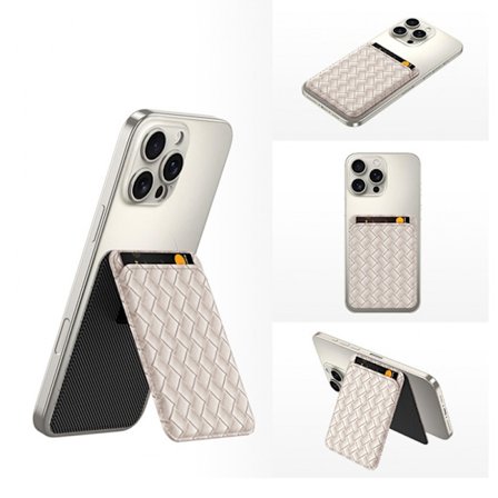 Unisex Plånbok, Magsafe Vävd Läder Korthållare (Titanium Grå)