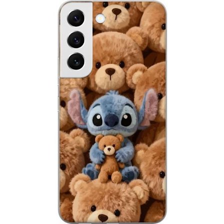 Kompatibelt Mobildeksel til Samsung Galaxy S22 5G Stitch omgitt av brune teddybjørner med en liten teddybjørn i fanget i en søt og koselig kawaii-desi