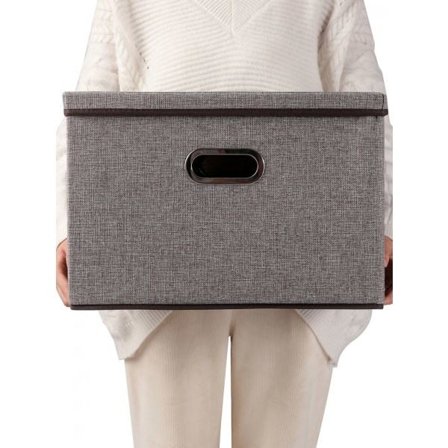 Large Collapsible Linen Fabric Storage Boxes with Lids