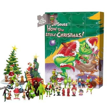 2023 Grønn pelsmonster Grinch julekalender med blindboks