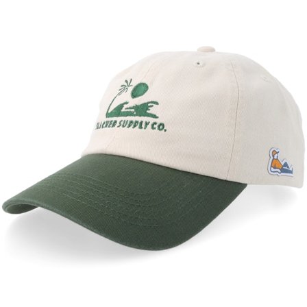 Slacker Supply - Beige unconstructed Czapka Z Daszkiem - Sunny Waves Logo Stone Washed Stone/Dark Green Dad Cap @ Hatstore