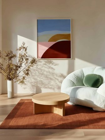 Tapis De Laine Uni Handloom Frame Rouge Rouille Grand