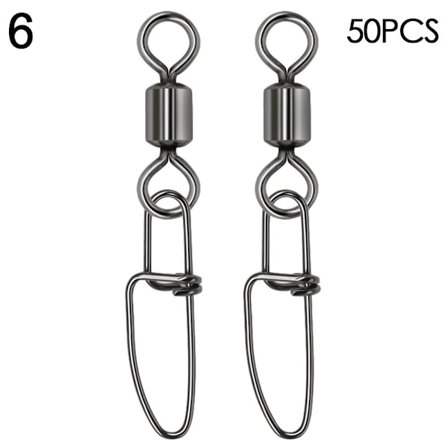 50 stk Fishing Snap Connector med Pin Rolling Swivel 6 6