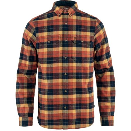 Fjällräven Men's Singi Heavy Flannel Shirt in Autumn Leaf/Dark Navy | Size: Small, Organic Cotton