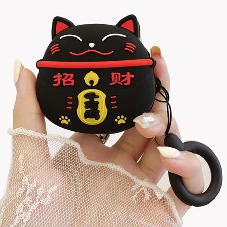 Samsung Galaxy Buds 2 Pro/Live/Pro/2/FE (2023) -kuulokkeille, Söpö sarjakuvakissa-design silikoninen kuulokekotelo koukulla