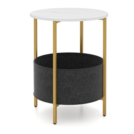 Rundt sidebord med aftagelig filtkurv og metalstel