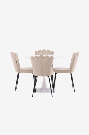 Venture Home - Spisegruppe Danburi med 4 stk spisestoler Limhamn - Svart - Spisegrupper - Fra Homeroom
