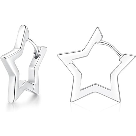 Sølv Hoop Øreringe til Kvinder, 925 Sterling Sølv Hjerte Stjerne Hoop Øreringe, Allergivenlige Små Sølv Hjerte Hoop Øreringe