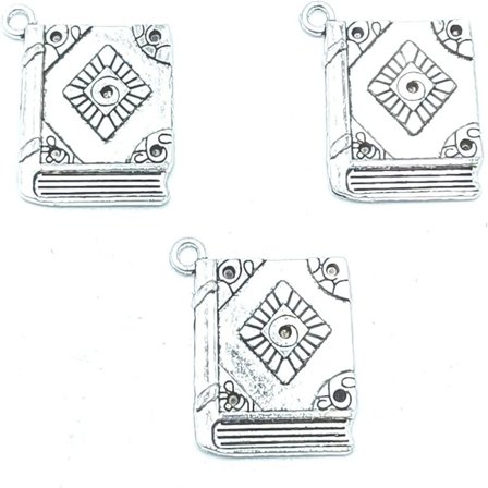 Antik Silver Book Charms Hängen Legering Berlock Bok Hängen
