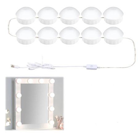 10 dimbare speil lys med 3 farger, LED sminke lampe, toalettbord lys, sminke lys, speil lampe for kosmetisk speil