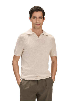 John Henric Cotton Boucle Polo S/s Sweater (ben) T-shirts Herr Beige XS