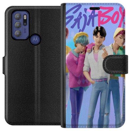 Kompatibelt Lommeboketui til Motorola Motorola Moto G60S Lekfull blå fantasiskapning som hviler blant blomster mykt lys naturlig følelse og harmonis