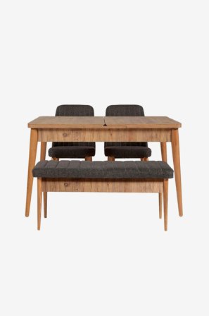 Hanah Home - Setti, jossa pöytä ja tuolit (4 osaa) Vina - Musta - Ruokailuryhmät - - Homeroom