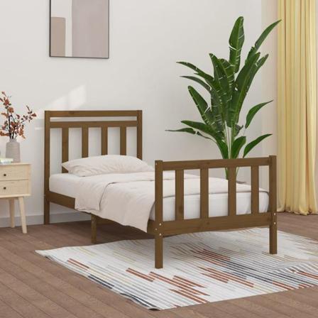 Vidaxl Sängram Honungsbrun Massiv Furu 100x200 Cm Brun